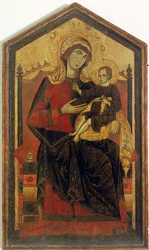 Madonna és a gyermek trónol (tempera a panelen)
